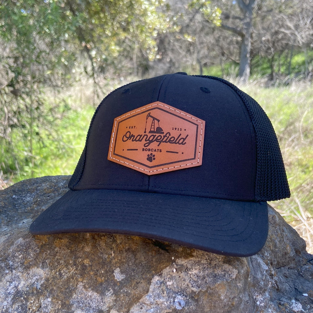 (New) Flex Fit Trucker 110 - Custom Leather Patch Hat - Pecu Leather Co.