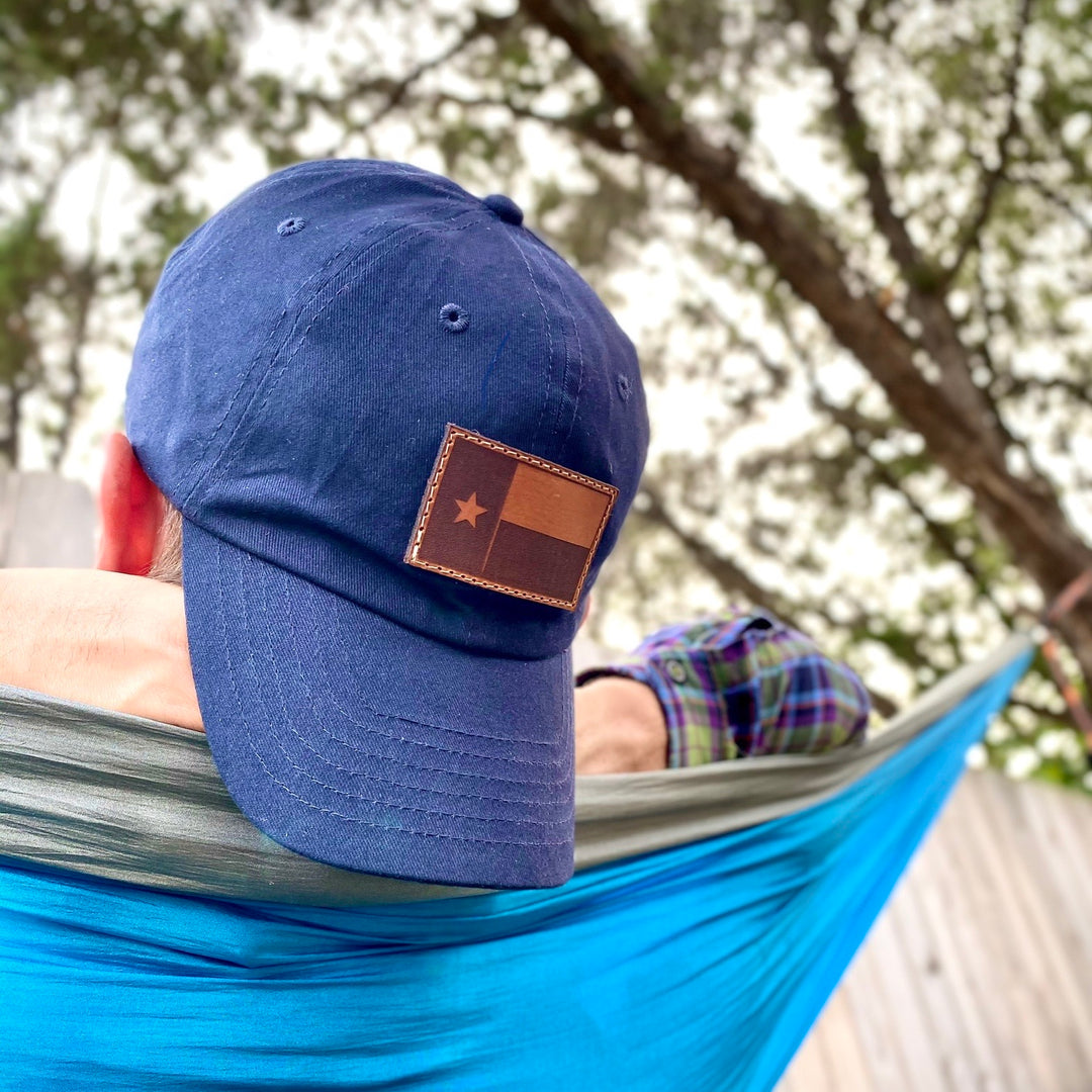 Texas Flag Leather Patch Dad Hat - Pecu Leather Co.