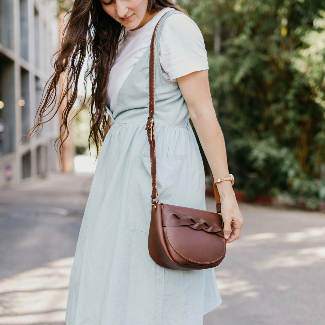 The Trinity - Brown Leather Crossbody Bag - Pecu Leather Co.