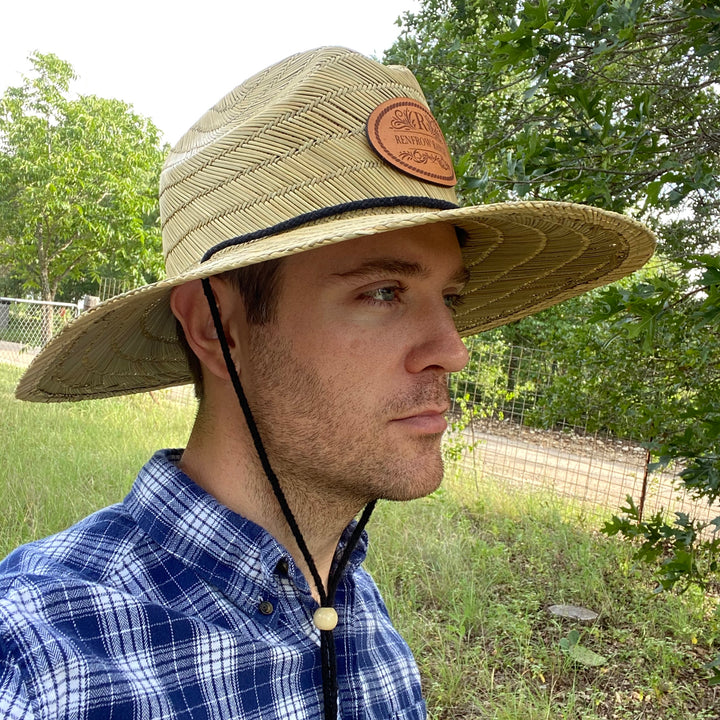 Custom Leather Patch Straw Hat - Pecu Leather Co.