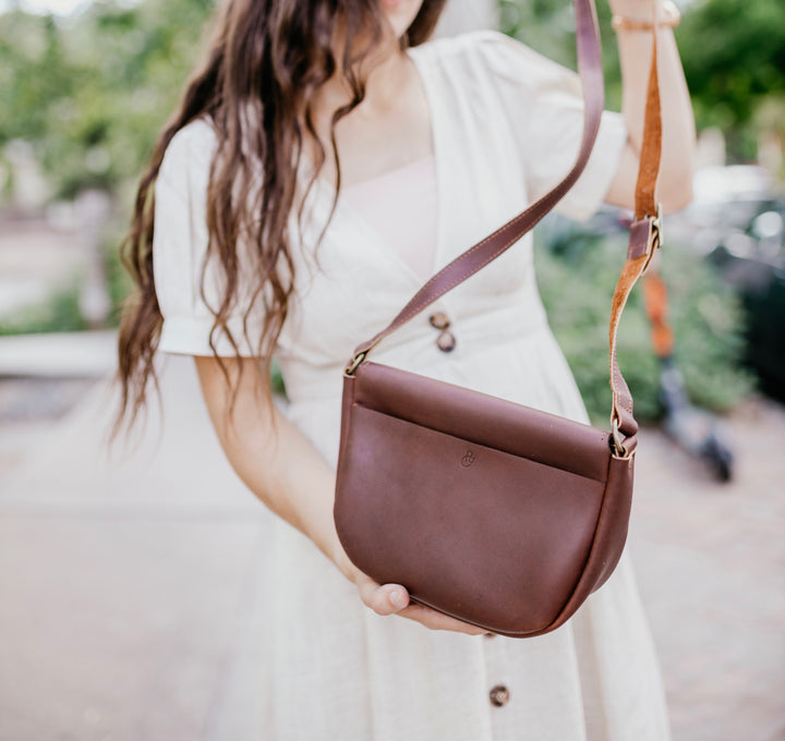The Trinity - Brown Leather Crossbody Bag - Pecu Leather Co.