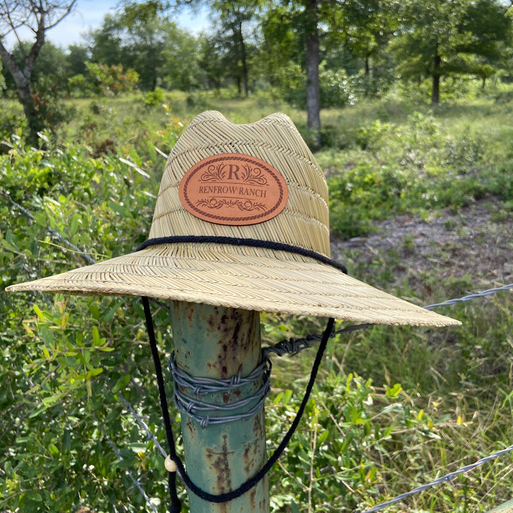 Custom Leather Patch Straw Hat - Pecu Leather Co.