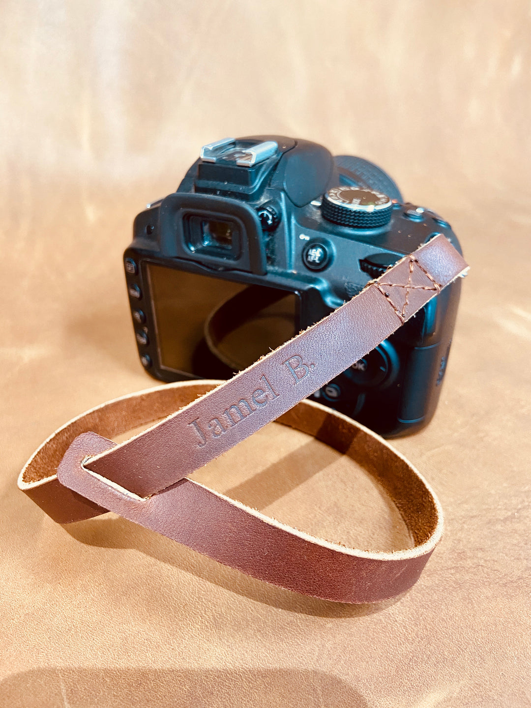 The Davis - Personalized Leather Camera Wrist Strap - Pecu Leather Co.