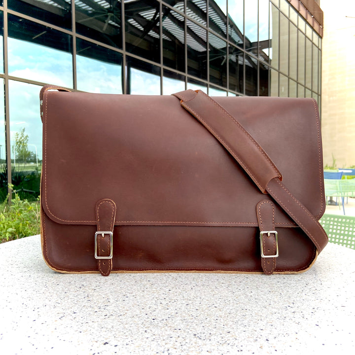 The Austin - Leather Messenger Bag - Pecu Leather Co.