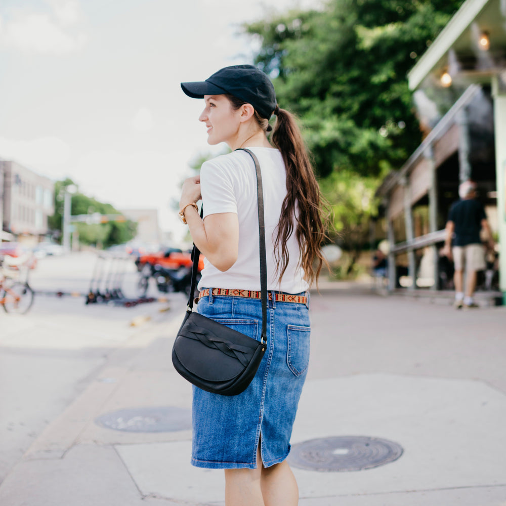 The Trinity -Black Leather Crossbody Bag - Pecu Leather Co.