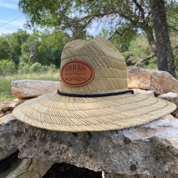 Custom Leather Patch Straw Hat - Pecu Leather Co.