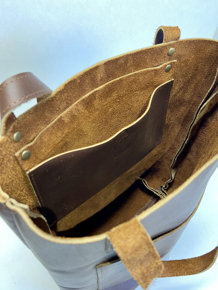 The Abbie - Black Leather Tote Bag - Pecu Leather Co.