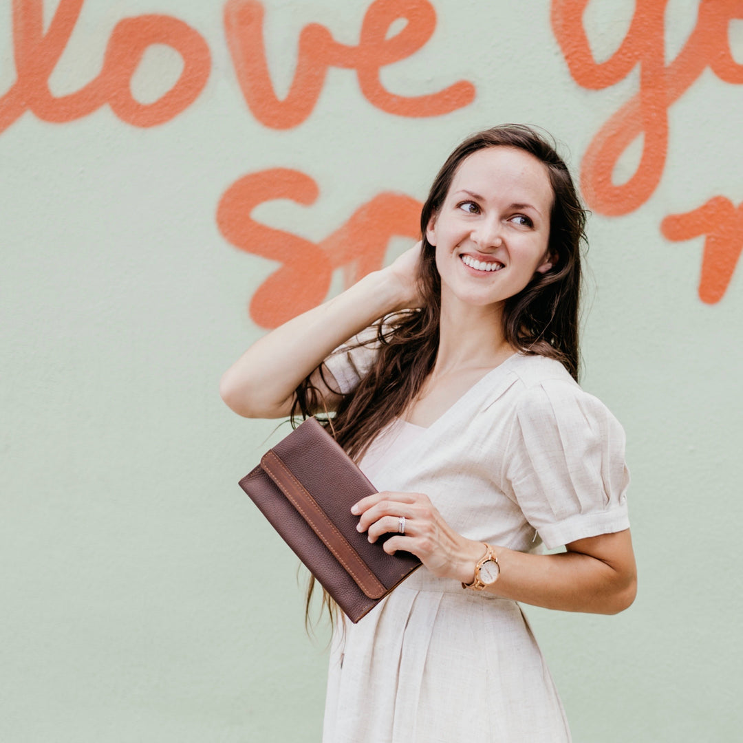 The Coleto - Brown Leather Clutch - Pecu Leather Co.