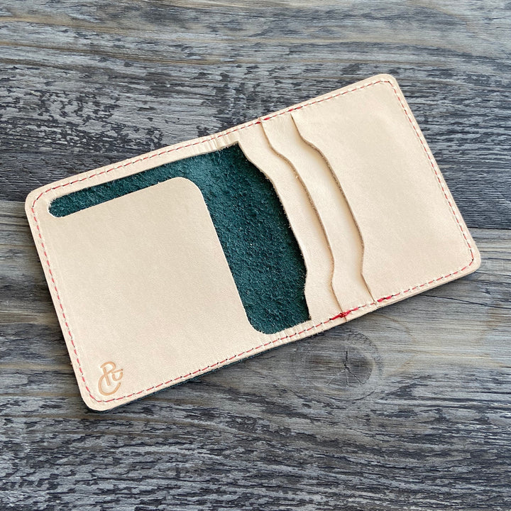 The Cahaba - Turquoise Leather Bifold Wallet - Pecu Leather Co.