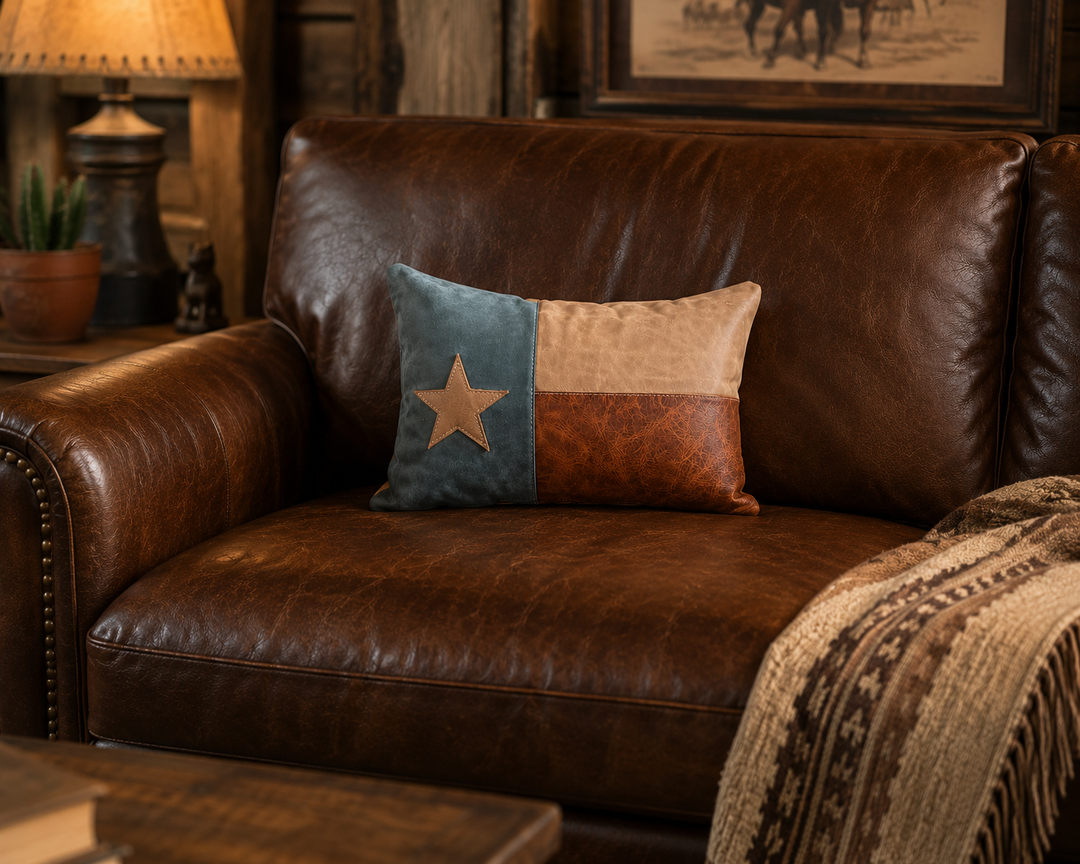 Texas Flag Leather Pillow