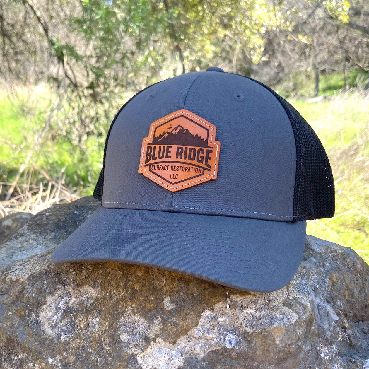(New) Flex Fit Trucker 110 - Custom Leather Patch Hat - Pecu Leather Co.
