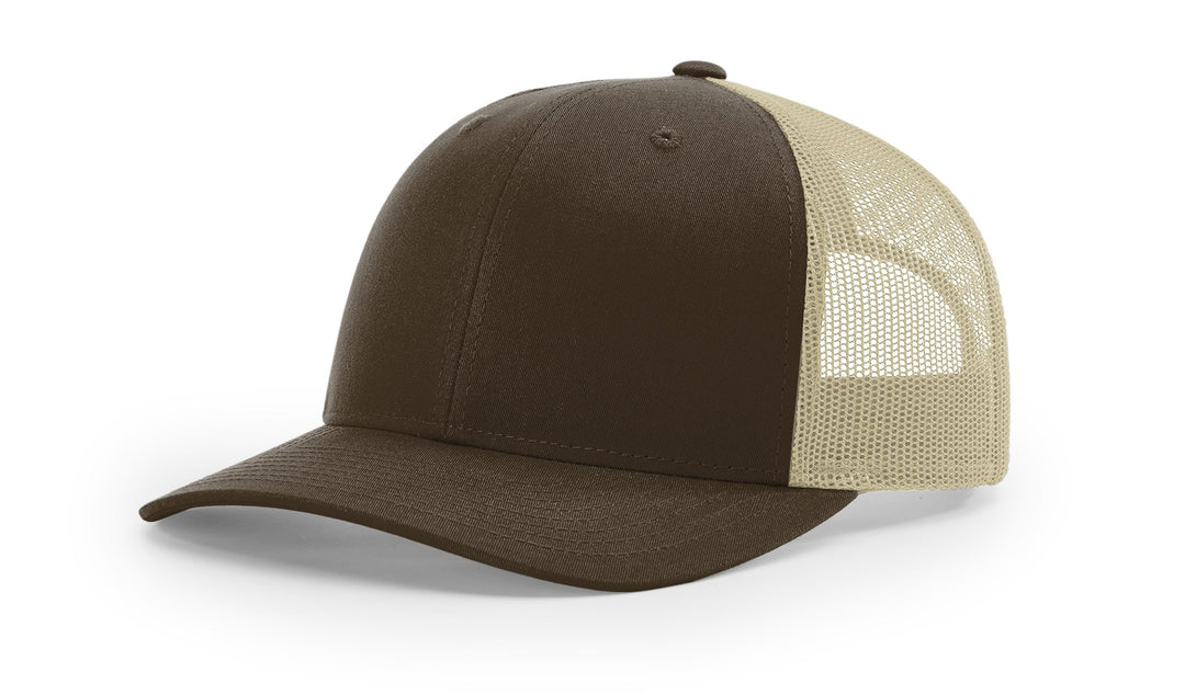 (New) Low Profile Leather Patch Trucker Hat Style 115 - Pecu Leather Co.