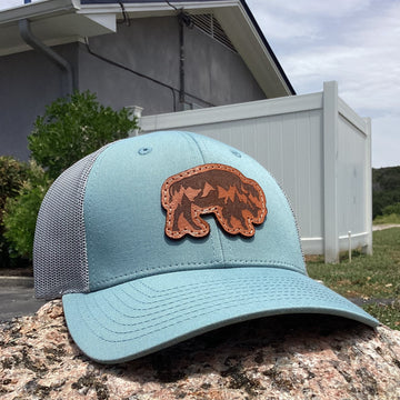 Columbia Blue/Khaki Leather Patch Hat