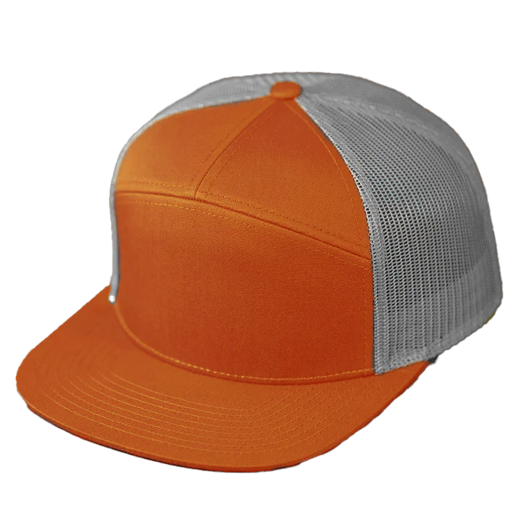 Flat Bill 7 Panel 168 - Custom Leather Patch Hat