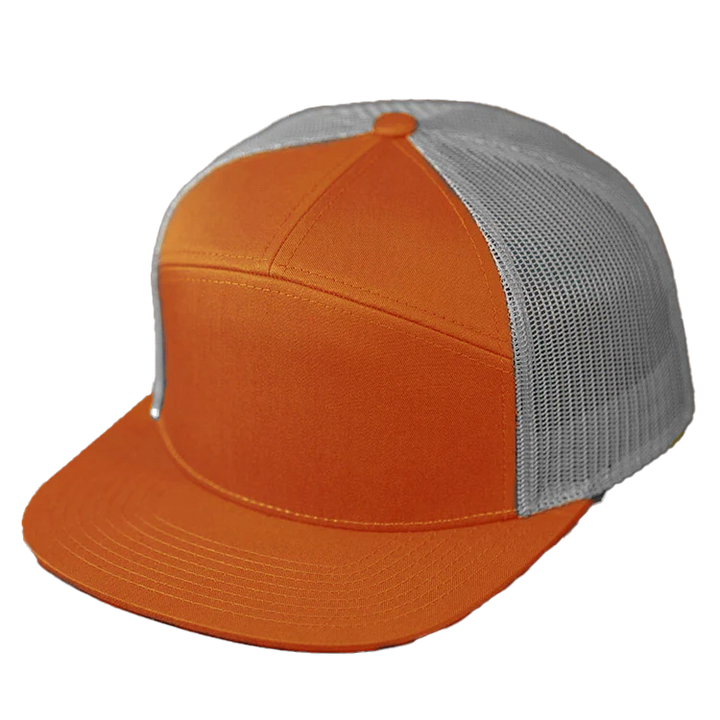 Flat Bill 7 Panel 168 - Custom Leather Patch Hat