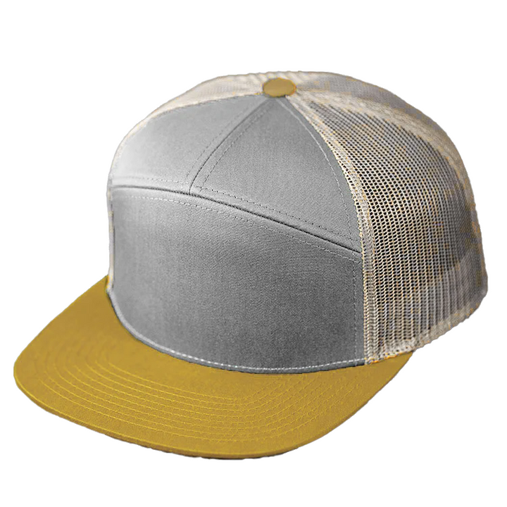 Flat Bill 7 Panel 168 - Custom Leather Patch Hat