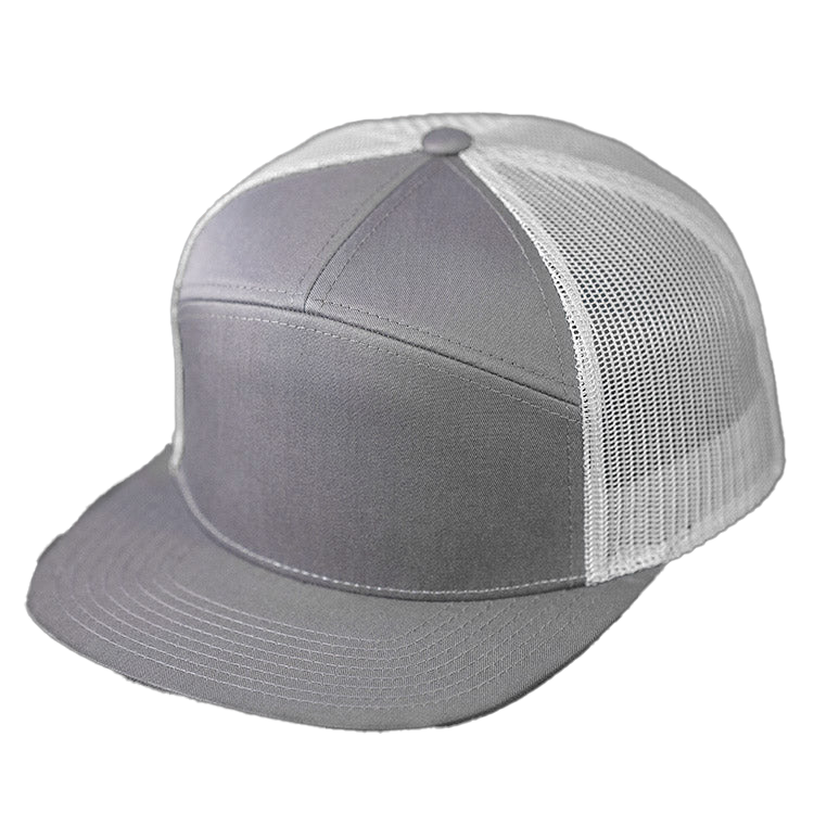 Flat Bill 7 Panel 168 - Custom Leather Patch Hat