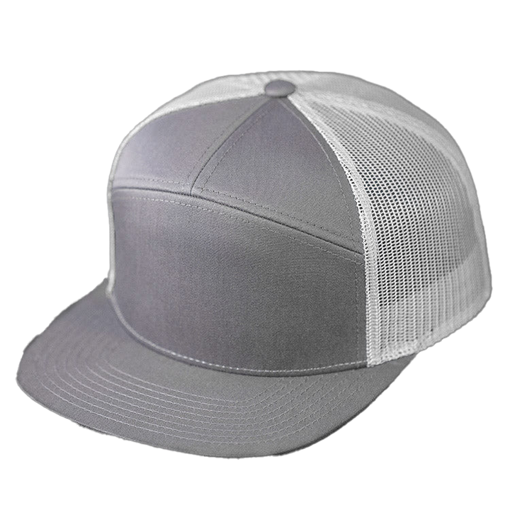 Flat Bill 7 Panel 168 - Custom Leather Patch Hat