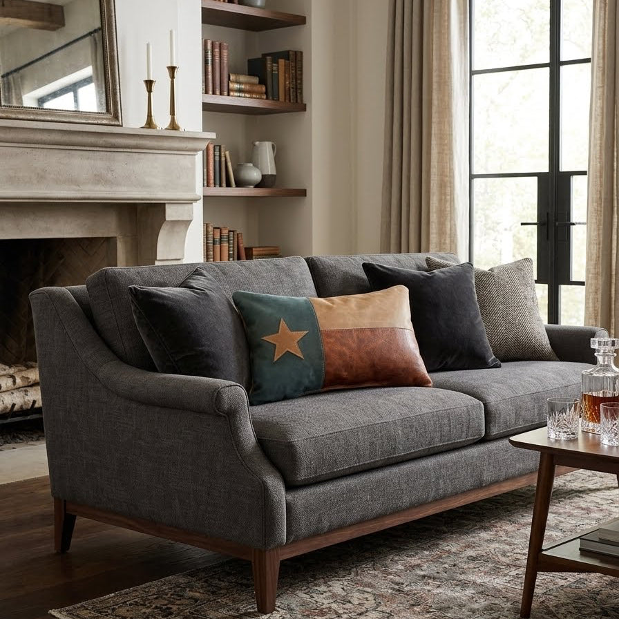 Texas Flag Leather Pillow