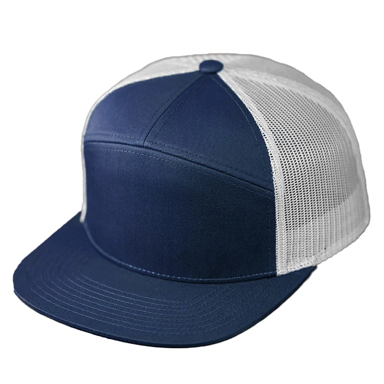 Flat Bill 7 Panel 168 - Custom Leather Patch Hat