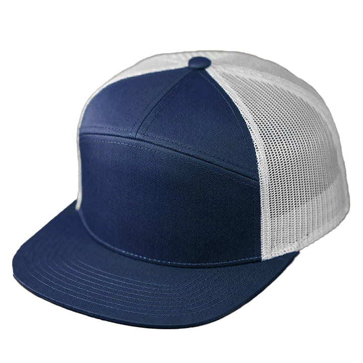 Flat Bill 7 Panel 168 - Custom Leather Patch Hat