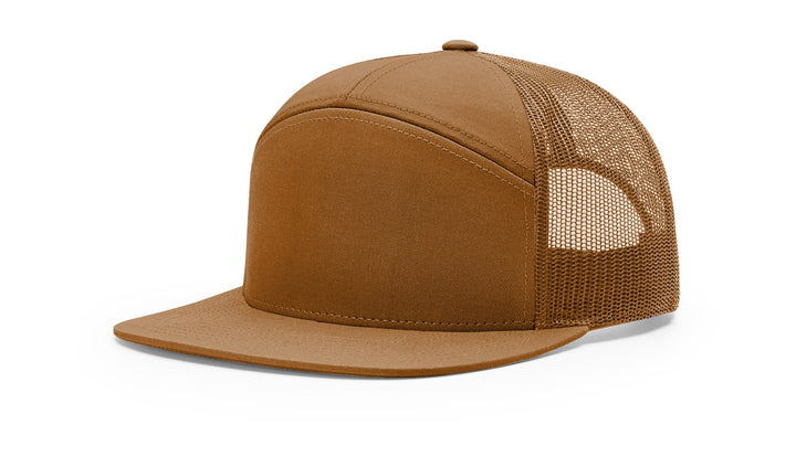 Custom Leather Patch Hat Flat Bill 7 Panel - Pecu Leather Co.