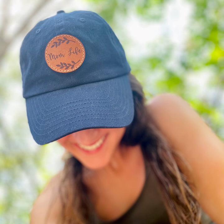 Mom Life - Leather Patch Dad Hat - Pecu Leather Co.