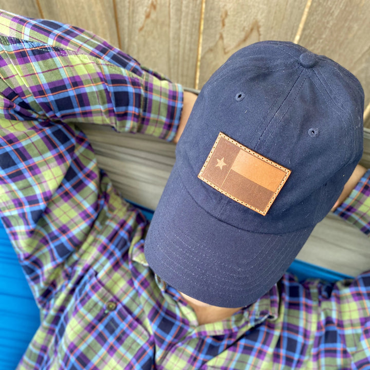 Texas Flag Leather Patch Dad Hat - Pecu Leather Co.