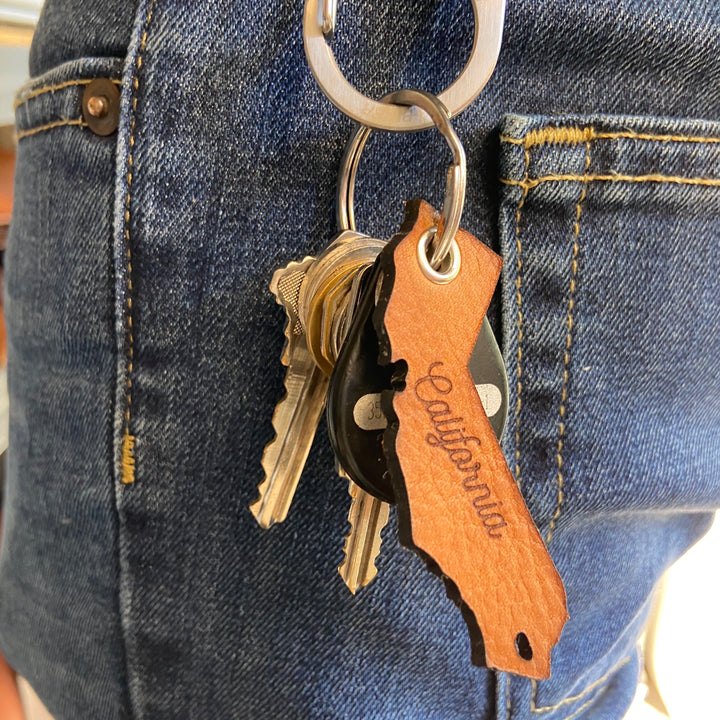 Personalized State Key Chain - Pecu Leather Co.