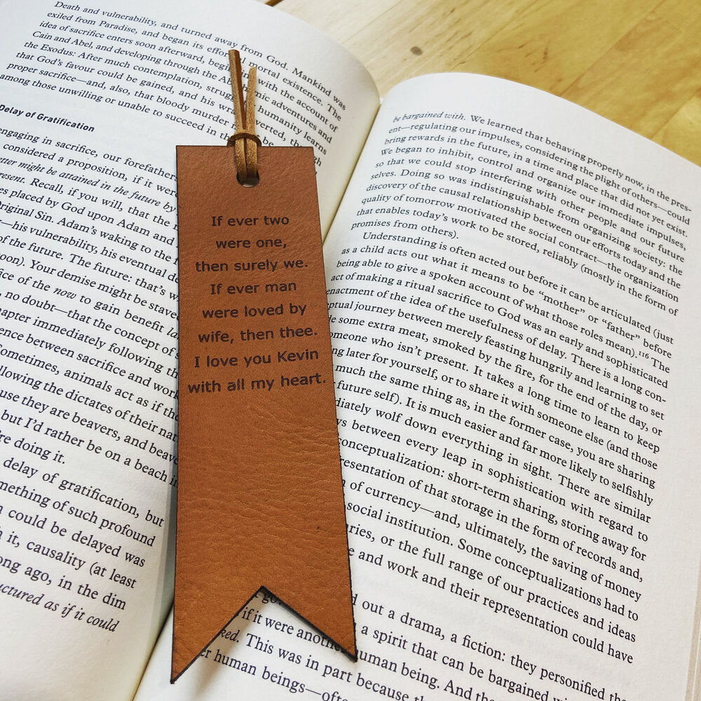 A personalized bookmark is a perfect gift for any student or bookworm in your life.  Personalize up to 90 characters.  Made with full grain leather.   Handmade in Austin, Texas!