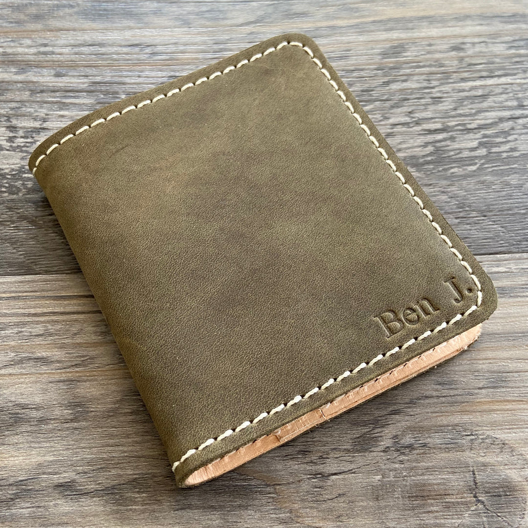 The Cahaba - Olive Leather Bifold Wallet - Pecu Leather Co.