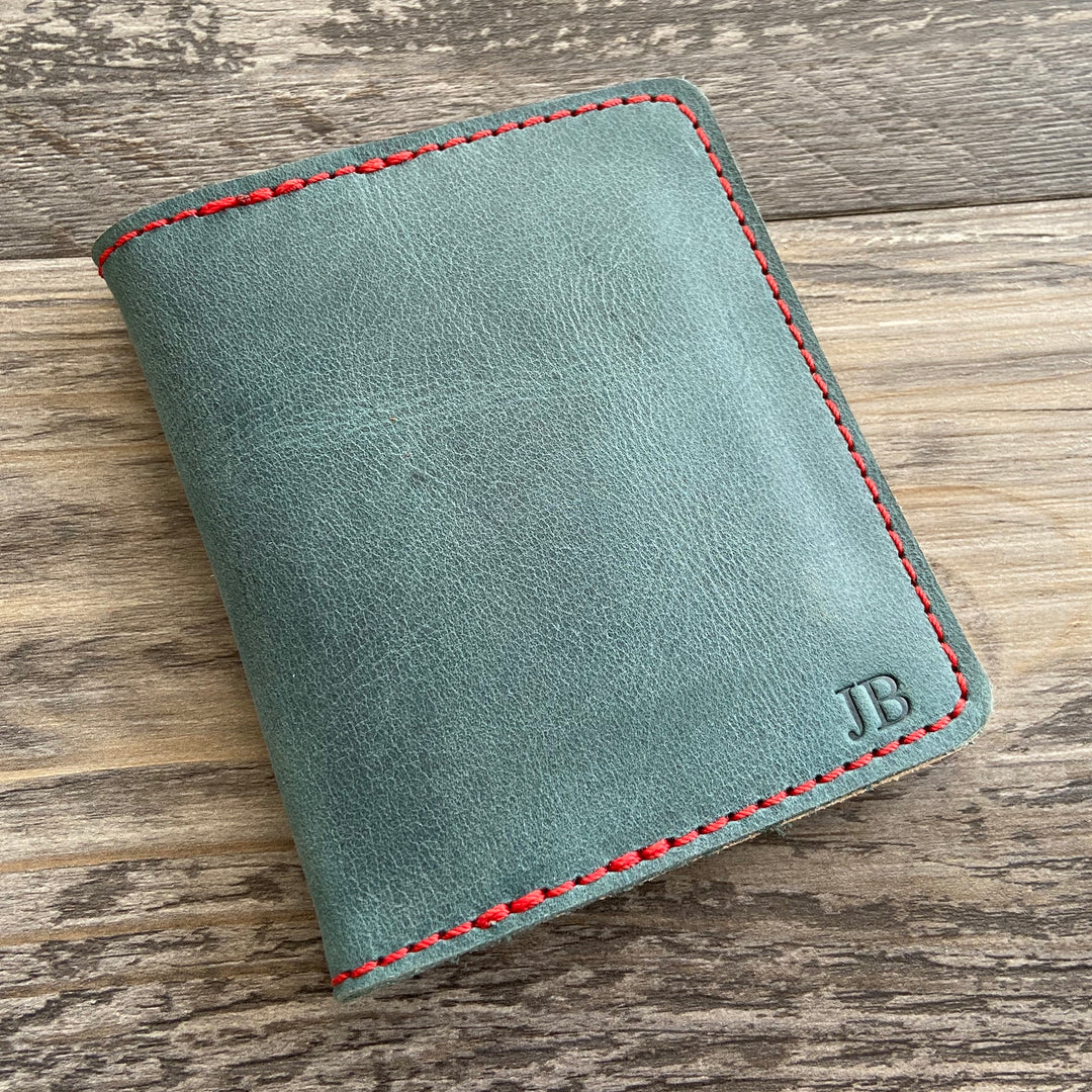 The Cahaba - Turquoise Leather Bifold Wallet - Pecu Leather Co.