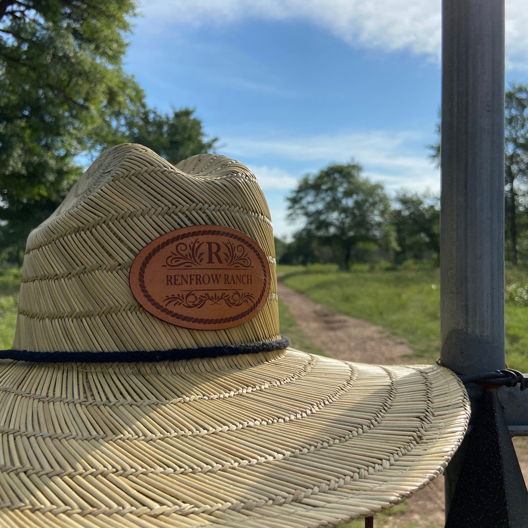 Custom Leather Patch Straw Hat - Pecu Leather Co.