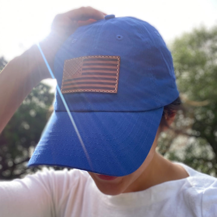 American Flag Leather Patch Dad Hat - Pecu Leather Co.