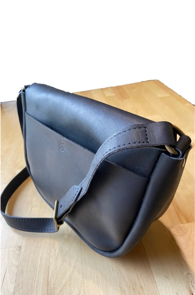 The Trinity -Black Leather Crossbody Bag - Pecu Leather Co.