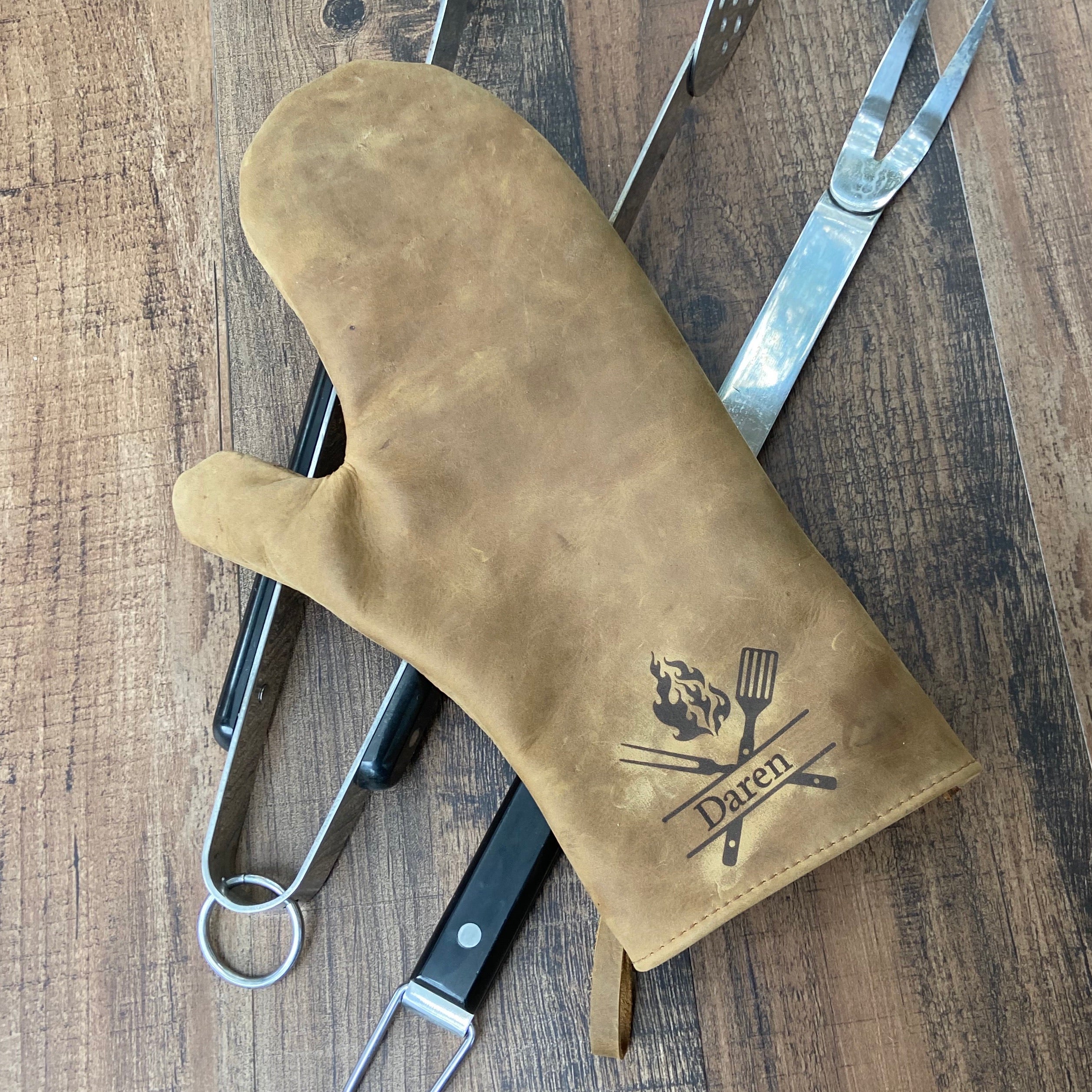 Personalized Leather Grill Mitt - Pecu Leather Co.