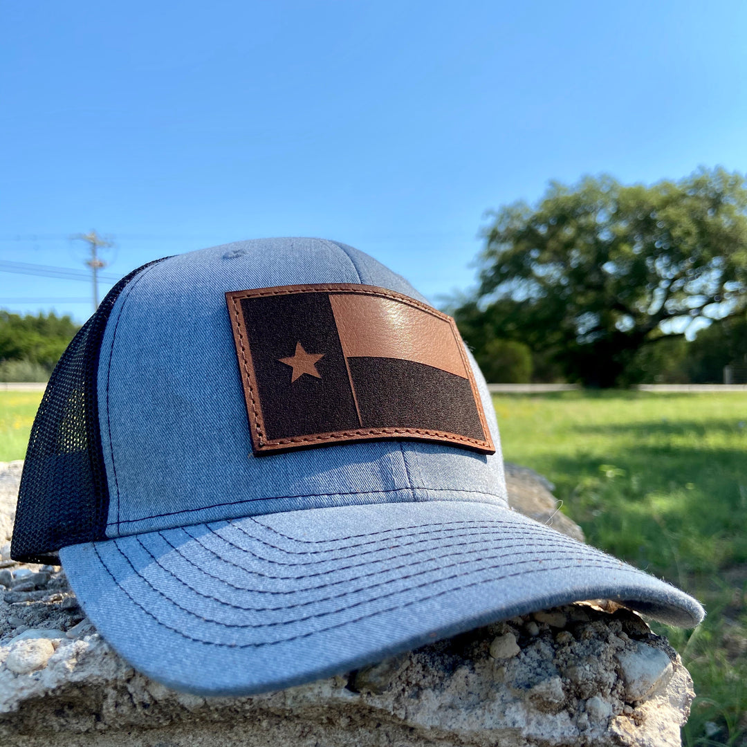 Texas State Flag - Leather Patch Trucker Hat - Pecu Leather Co.
