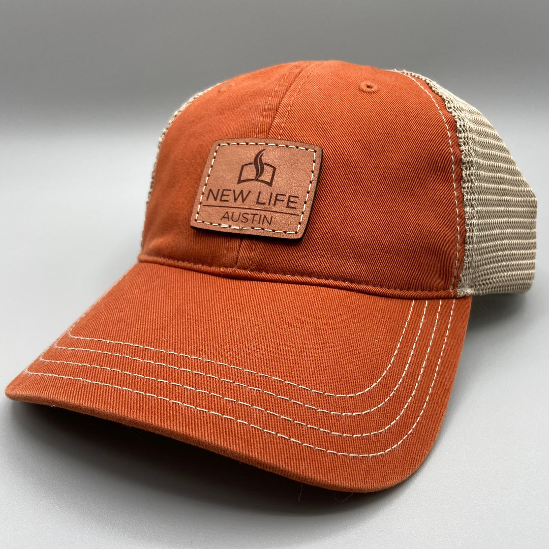 Custom Leather Patch Hat Garment Washed Style 111 - Pecu Leather Co.