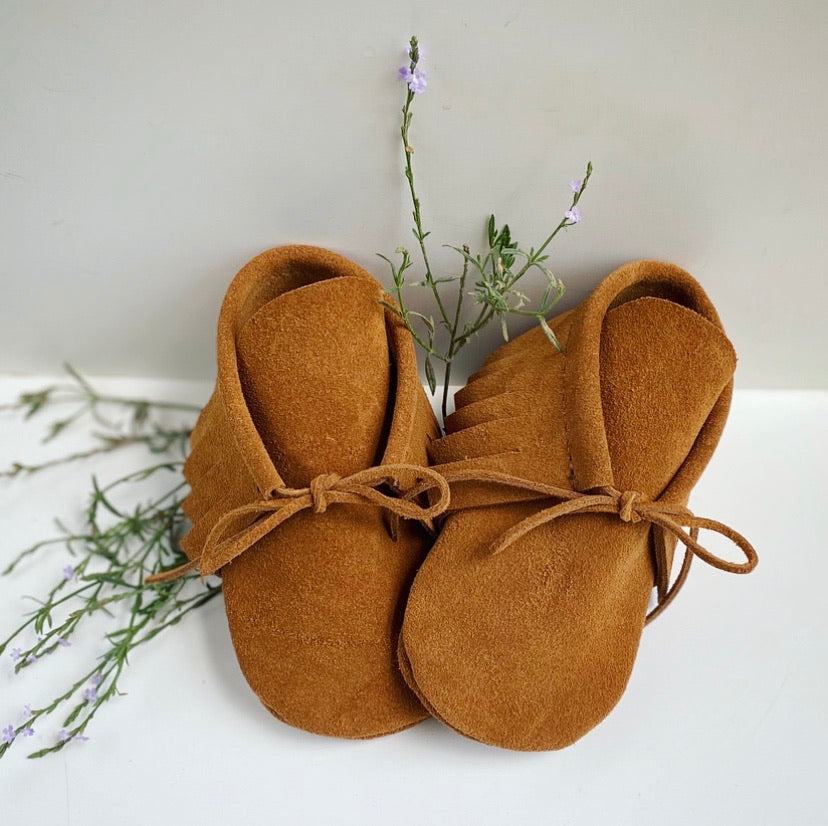 The Catoma - Suede Baby Moccasins - Pecu Leather Co.