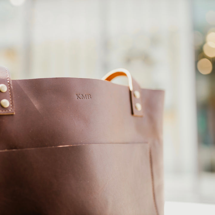 The Abbie - Brown Leather Tote Bag - Pecu Leather Co.